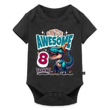T Rex Dinosaur 8th Birthday Kids Birthday - Baby Premium short-sleeve bodysuit - black - Front