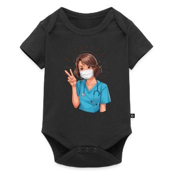 Lustige Krankenschwester mit Humor - Baby Premium Kurzarmbody - Schwarz - Vorne