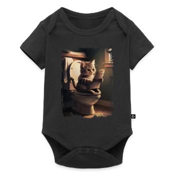 Katzentoilette Geschenk - Baby Premium Kurzarmbody - Schwarz - Vorne