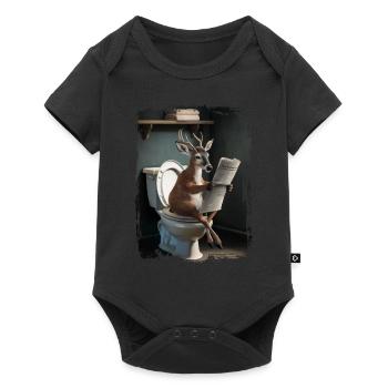 Hirschtoilette Geschenk - Baby Premium Kurzarmbody - Schwarz - Vorne