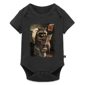 Waschbärtoilette Geschenk - Baby Premium Kurzarmbody - Schwarz - Vorne