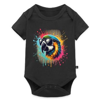 Lustige Papageien Kleidung – Trendige Mode für - Baby Premium Kurzarmbody - Schwarz - Vorne
