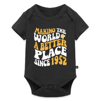 1952 Anniversaire Vintage Hippie Groovy - Body à manches courtes Premium Bébé - noir - Devant