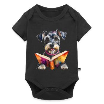 Schnauzer miniature lisant chien drôle animal design imprimer - Body à manches courtes Premium Bébé - noir - Devant