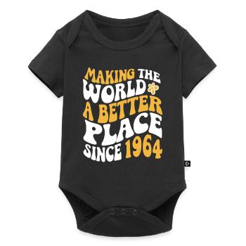 1964 Anniversaire Vintage Hippie Groovy - Body à manches courtes Premium Bébé - noir - Devant