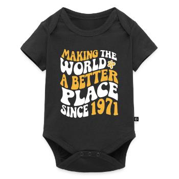1971 Anniversaire Vintage Hippie Groovy - Body à manches courtes Premium Bébé - noir - Devant