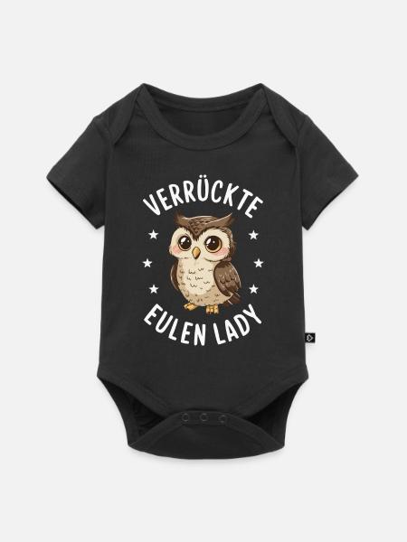 Nachteule Eule Eulen Vogel - Baby Premium Kurzarmbody - Schwarz