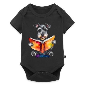 Schnauzer miniature lisant chien drôle animal design imprimer - Body à manches courtes Premium Bébé - noir - Devant