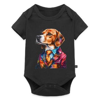 Beagle Suit Dog Colorful Funny Animal Design Print - Baby Premium short-sleeve bodysuit - black - Front
