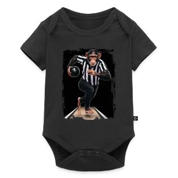 Schimpanse spielt Bowling Geschenk - Baby Premium Kurzarmbody - Schwarz - Vorne