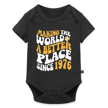 1976 Anniversaire Vintage Hippie Groovy - Body à manches courtes Premium Bébé - noir - Devant