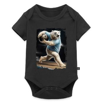 Eisbär spielt Bowling Geschenk - Baby Premium Kurzarmbody - Schwarz - Vorne