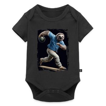 Faultier spielt Bowling Geschenk - Baby Premium Kurzarmbody - Schwarz - Vorne