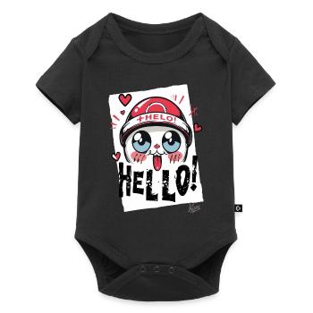 Japanese cartoon cat: So cute, hello! - Baby Premium short-sleeve bodysuit - black - Front