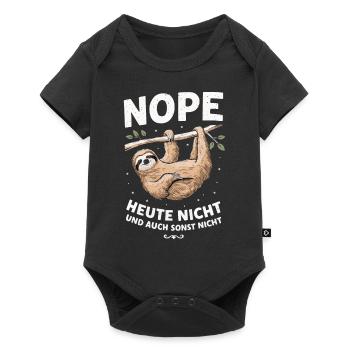 Faultier Faultiere Tier Schlafen Faul - Baby Premium Kurzarmbody - Schwarz - Vorne