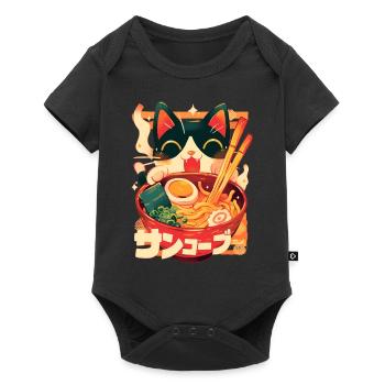 Kawaii Cute Cat Ramen Bowl Noodles Japanese Anime - Baby Premium short-sleeve bodysuit - black - Front