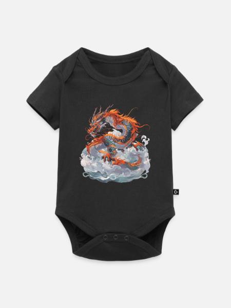 Drache Drachen Fabeltier Märchen - Baby Premium Kurzarmbody - Schwarz