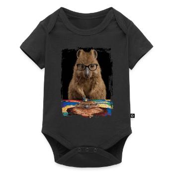 Quokka spielt Puzzle Geschenk - Baby Premium Kurzarmbody - Schwarz - Vorne