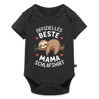 Faultier Faultiere Tier Schlafen Faul - Baby Premium Kurzarmbody - Schwarz - Vorne