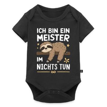 Faultier Faultiere Tier Schlafen Faul - Baby Premium Kurzarmbody - Schwarz - Vorne