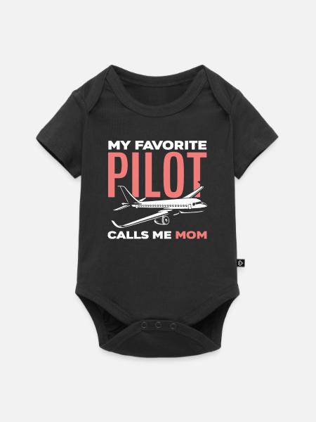 Piloten Mutter Mama Pilot - Baby Premium Kurzarmbody - Schwarz