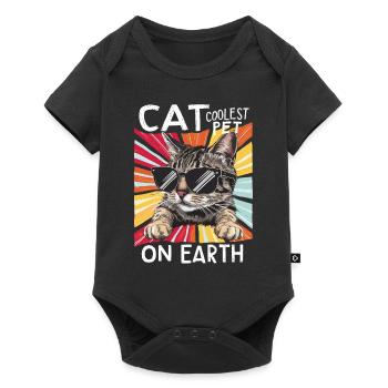 Cat Coolest Pet On Earth Retro Sunglasses Funny - Baby Premium Kurzarmbody - Schwarz - Vorne