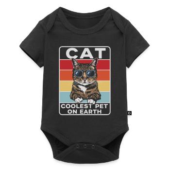 Cat Coolest Pet On Earth Retro Sunglasses Funny - Baby Premium Kurzarmbody - Schwarz - Vorne