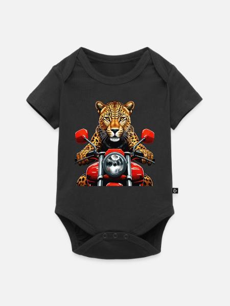 LEOPARD MOTORRAD - Baby Premium Kurzarmbody - Schwarz