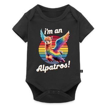 I'm an Alpatros, Winged Funny Alpaca, Colorful - Baby Premium short-sleeve bodysuit - black - Front