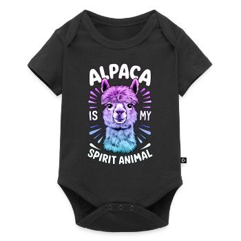 Alpaga animal, Alpaga arc-en-ciel Art, Fun - Body à manches courtes Premium Bébé - noir - Devant