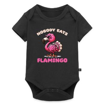 Mélange de dinde de Thanksgiving Flamingo Nobody Eats - Body à manches courtes Premium Bébé - noir - Devant
