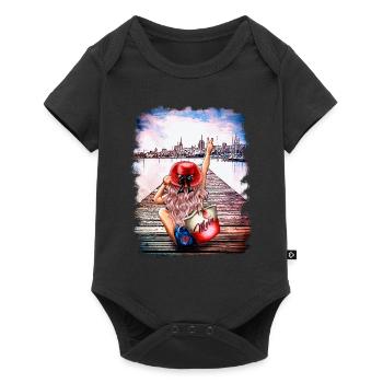 Rostock skyline Gehlsdorf femme blonde - Body à manches courtes Premium Bébé - noir - Devant