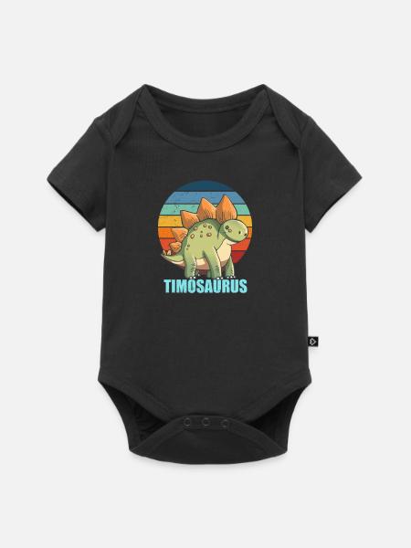 Timosaurus Geschenkidee für Timo - Baby Premium Kurzarmbody - Schwarz
