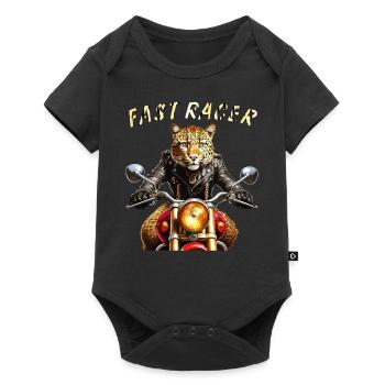 LEOPARD MOTORCYCLE FAST RACER - Baby Premium short-sleeve bodysuit - black - Front