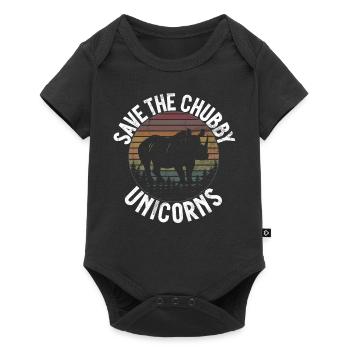 Speichern Sie Die Molligen Einhörner Fat Rino - Baby Premium Kurzarmbody - Schwarz - Vorne