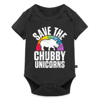 Speichern Sie Die Molligen Einhörner Fat Rino - Baby Premium Kurzarmbody - Schwarz - Vorne