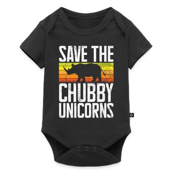 Speichern Sie Die Molligen Einhörner Fat Rino - Baby Premium Kurzarmbody - Schwarz - Vorne