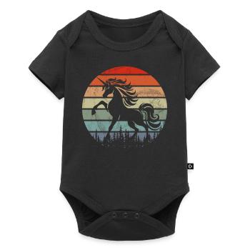 Einhorn -Retro -Einhorn Mythischer Kreatur Einhorn - Baby Premium Kurzarmbody - Schwarz - Vorne
