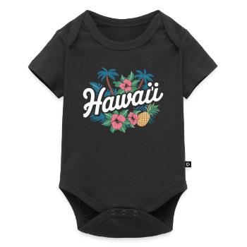 Souvenir Hawaï Fleurs tropicales et ananas - Body à manches courtes Premium Bébé - noir - Devant