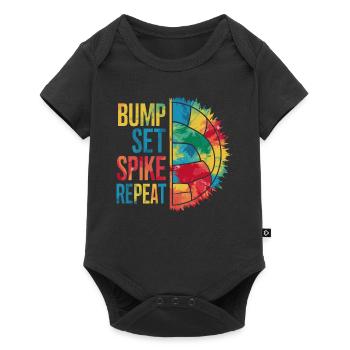 Volleyball Volleyballer Bump Set Spike Repeat - Baby Premium Kurzarmbody - Schwarz - Vorne
