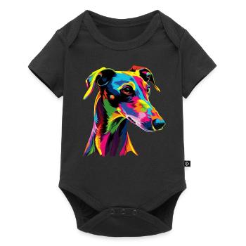 Lévrier Chiens Couleurs Colorées Pop Art Chien Lévrier - Body à manches courtes Premium Bébé - noir - Devant
