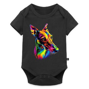 Lévrier Chiens Couleurs Colorées Pop Art Chien Lévrier - Body à manches courtes Premium Bébé - noir - Devant