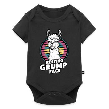 Resting Grump Face Llama Humor Retro Style - Baby Premium short-sleeve bodysuit - black - Front