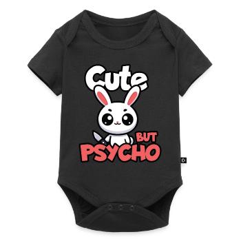 Niedliches, aber psycho-Kaninchen Entzückendes Kawaii-Tier - Baby Premium Kurzarmbody - Schwarz - Vorne