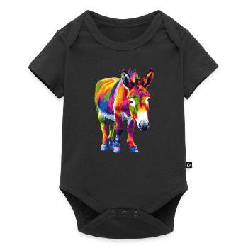 Donkey Rainbow Colorful Donkey Motif Artwork - Baby Premium short-sleeve bodysuit - black - Front