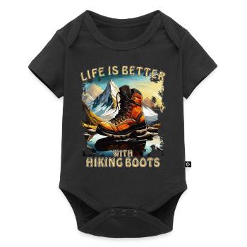 LIFE IS BETTER WITH HIKING BOOTS - Baby Premium short-sleeve bodysuit - black - Front