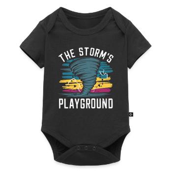 Erlebe Die Faszinierende Welt Des Tornadojagens - Baby Premium Kurzarmbody - Schwarz - Vorne