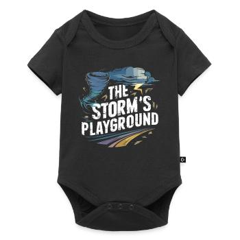 Erlebe Die Faszinierende Welt Des Tornadojagens - Baby Premium Kurzarmbody - Schwarz - Vorne