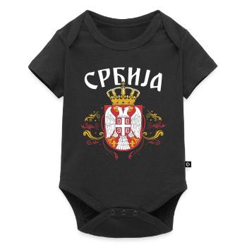 Serbien Wappen Balkan Serbia Srbija Majice Serbe - Baby Premium Kurzarmbody - Schwarz - Vorne