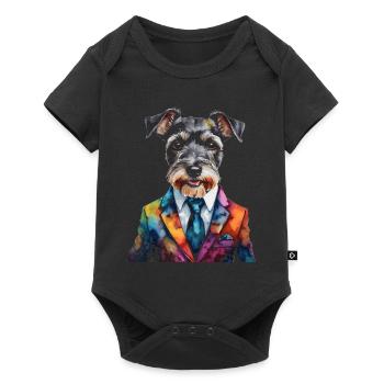 Miniature Schnauzer Costume Chien Drôle Animal Design Imprimer - Body à manches courtes Premium Bébé - noir - Devant